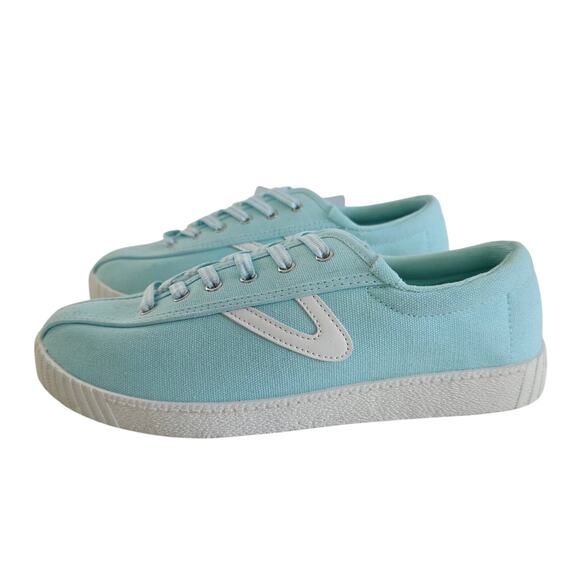 Tretorn Women's Size 9 Light Blue Nylite Plus Lace Up Low Top Canvas Sneakers - Picture 1 of 7